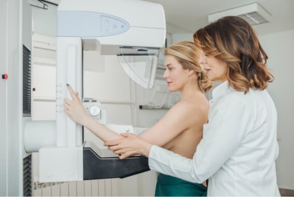 Mammogram examination assisted by doctor